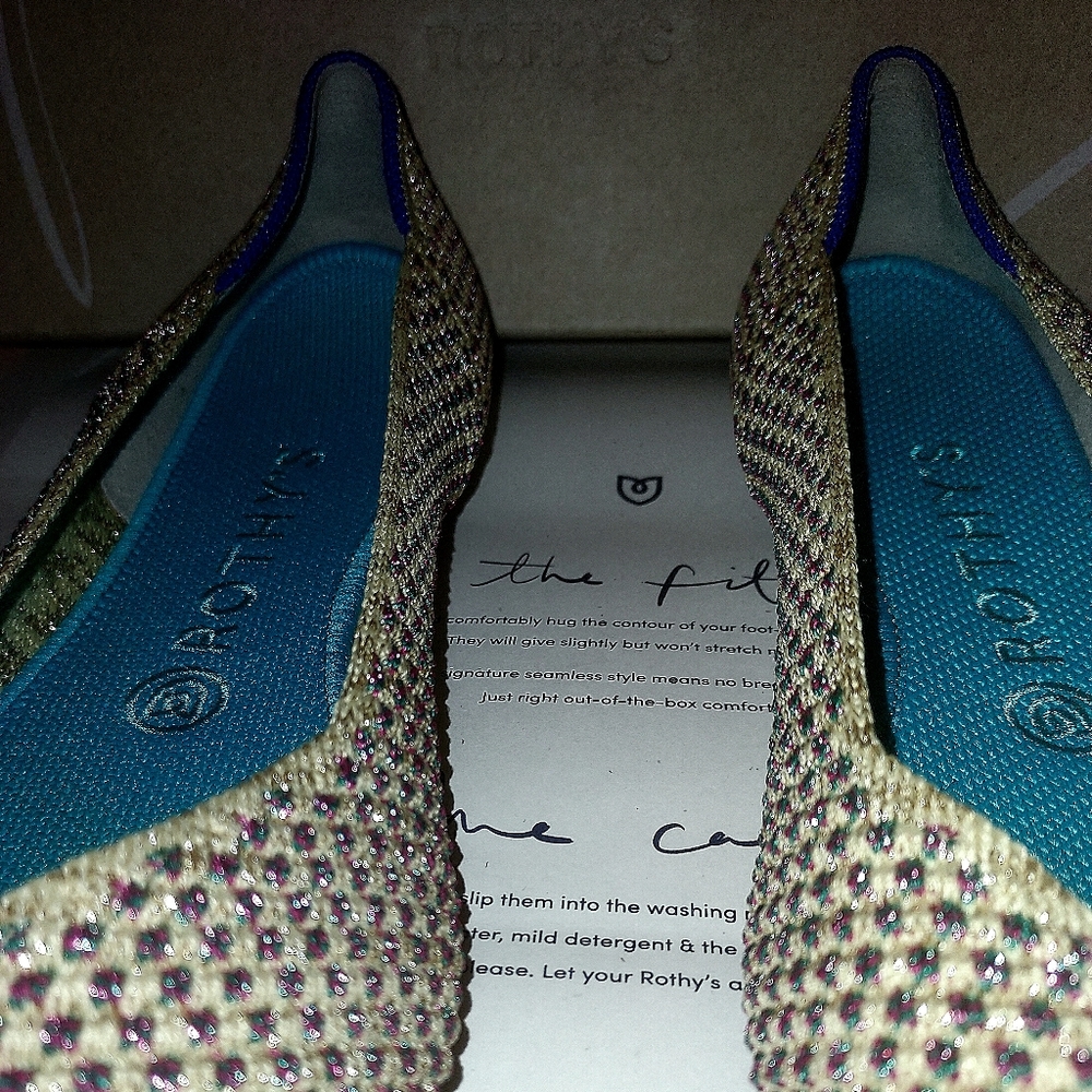 Rothys Multi Metallic The Point Flats Sparkling L… - image 8